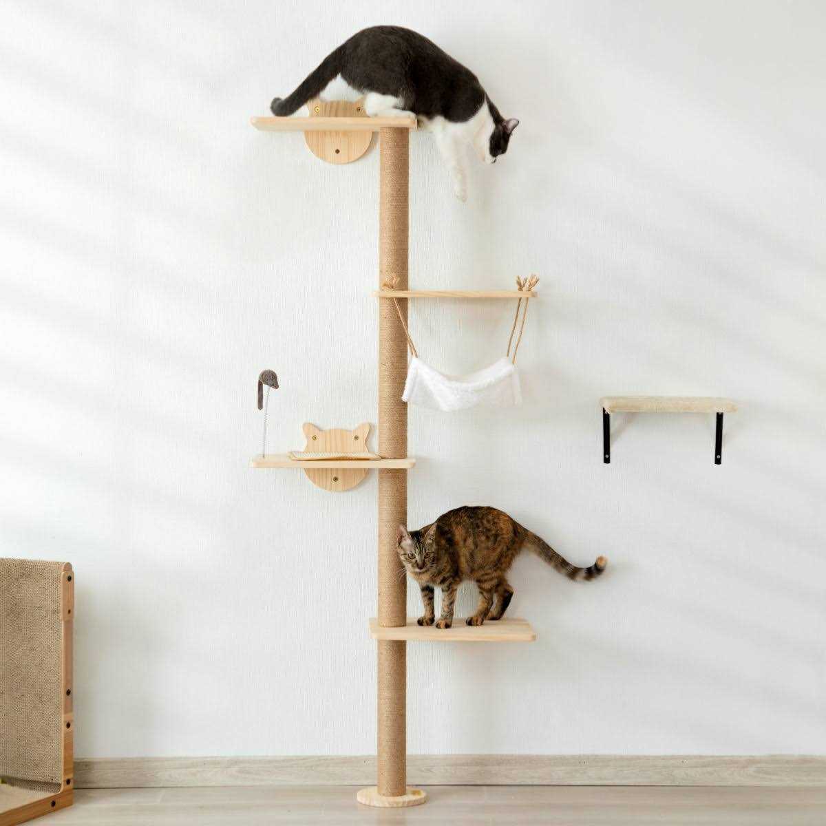4-Tier Wall Mounted Cat Tree with Hammock Y3441