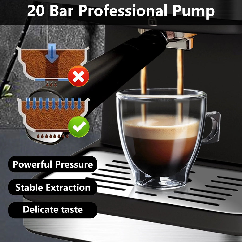 20 Bar Stainless Steel Espresso Machine with Milk Frother B570991