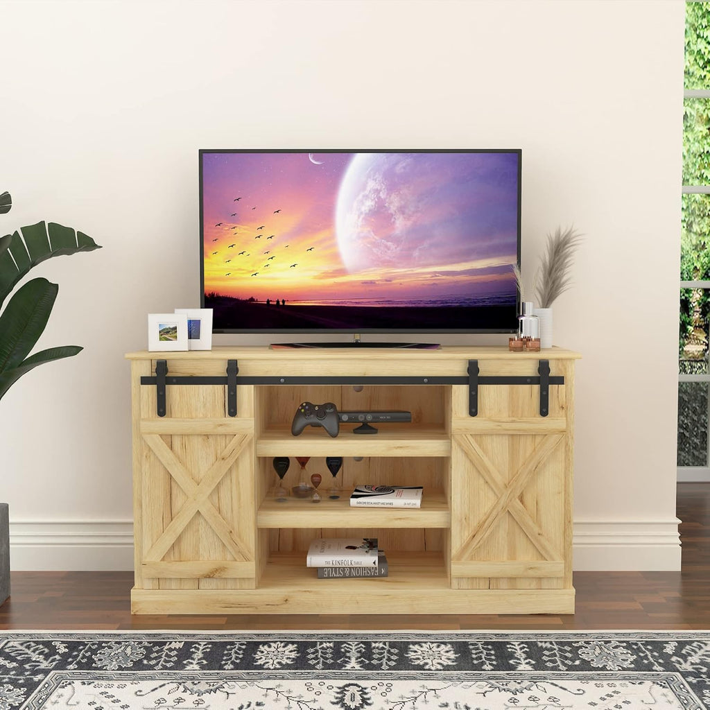Modern Farmhouse Sliding Barn Door TV Stand up to 60 Inches T481