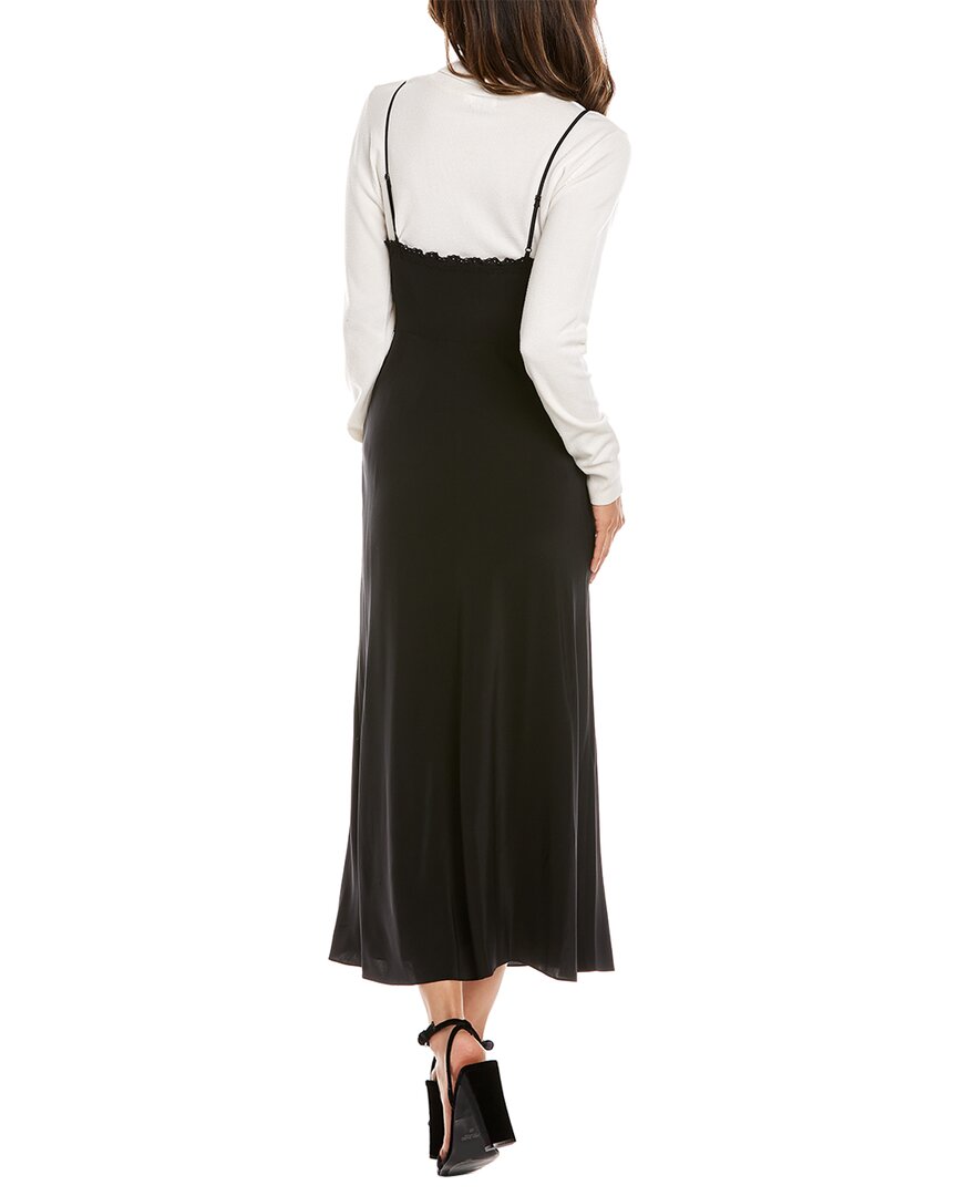 Black Patchwork Lace Silk Maxi Dress L65474