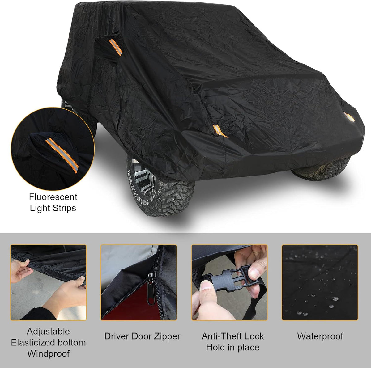 2 Door Full Car Cover with Driver Door Zipper I75010