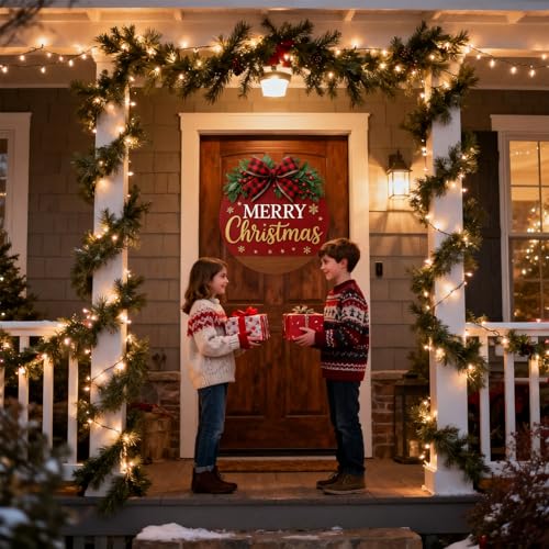 Christmas Wreath Hanging Sign with Bow Q4927