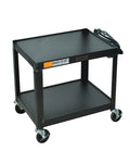 Black Steel 2 Shelf Storage Utility Cart I7353