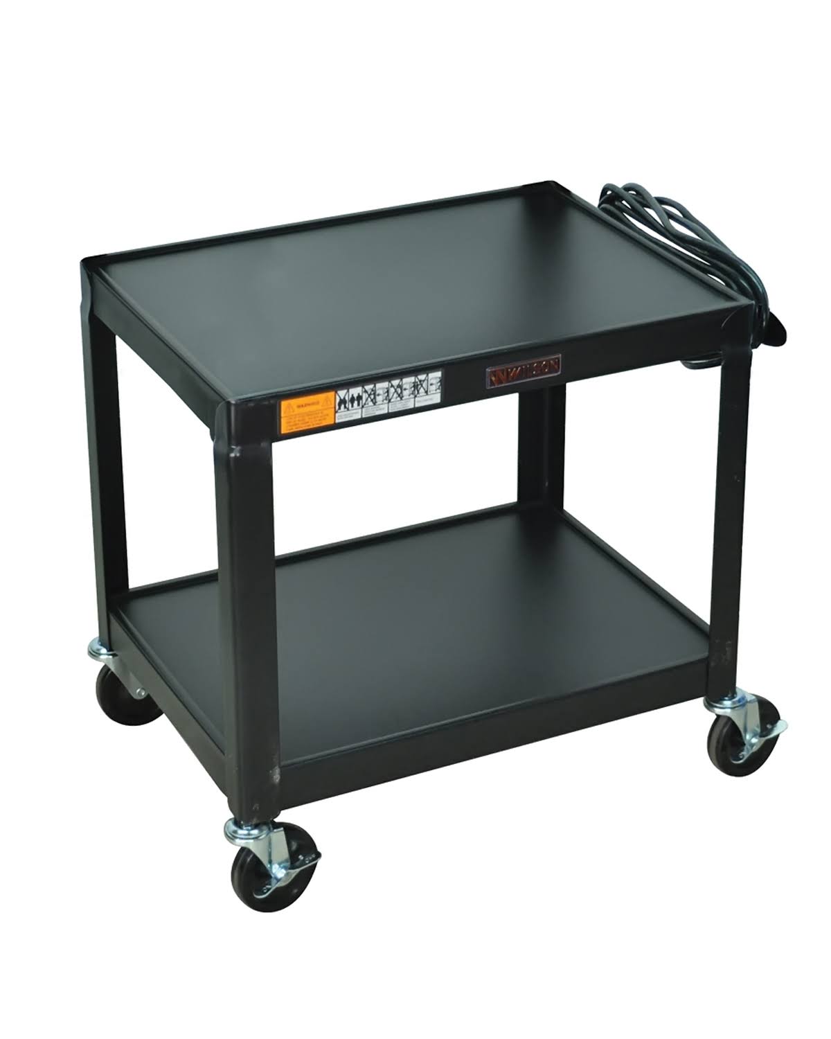 Black Steel 2 Shelf Storage Utility Cart I7353