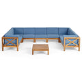 Blue Teak Finish Acacia Wood Sectional Sofa Set R8485