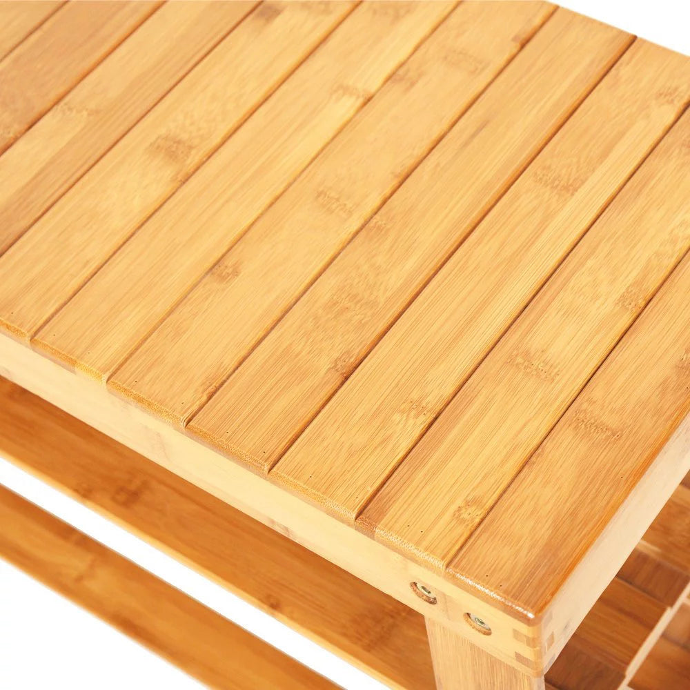 Natural Bamboo Shoe Bench Shoe Rack Organizer E453