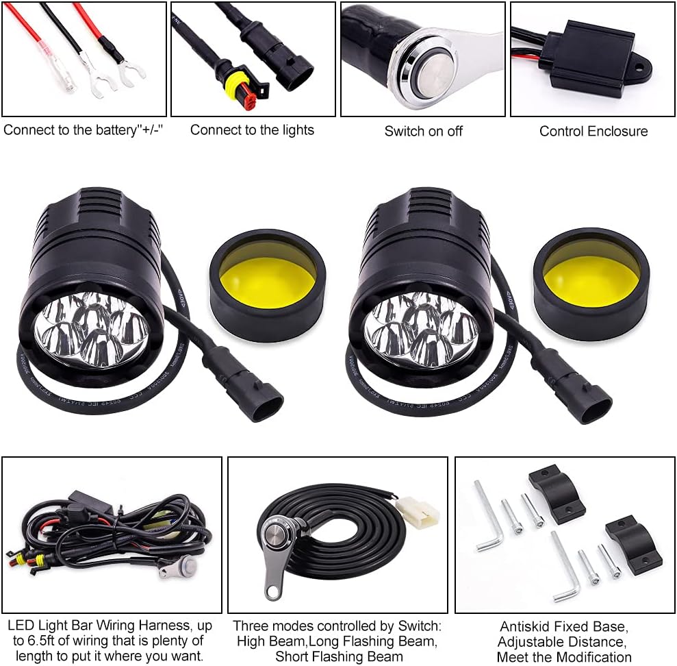 White/Yellow/Strobe 60W LED Motorcycle Spotlight A417361