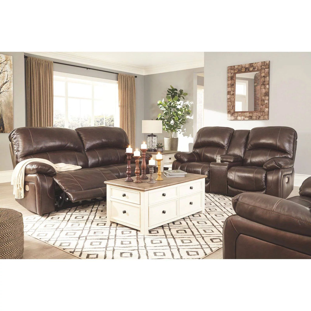 Gray Leather Power Reclining Sofa A9944