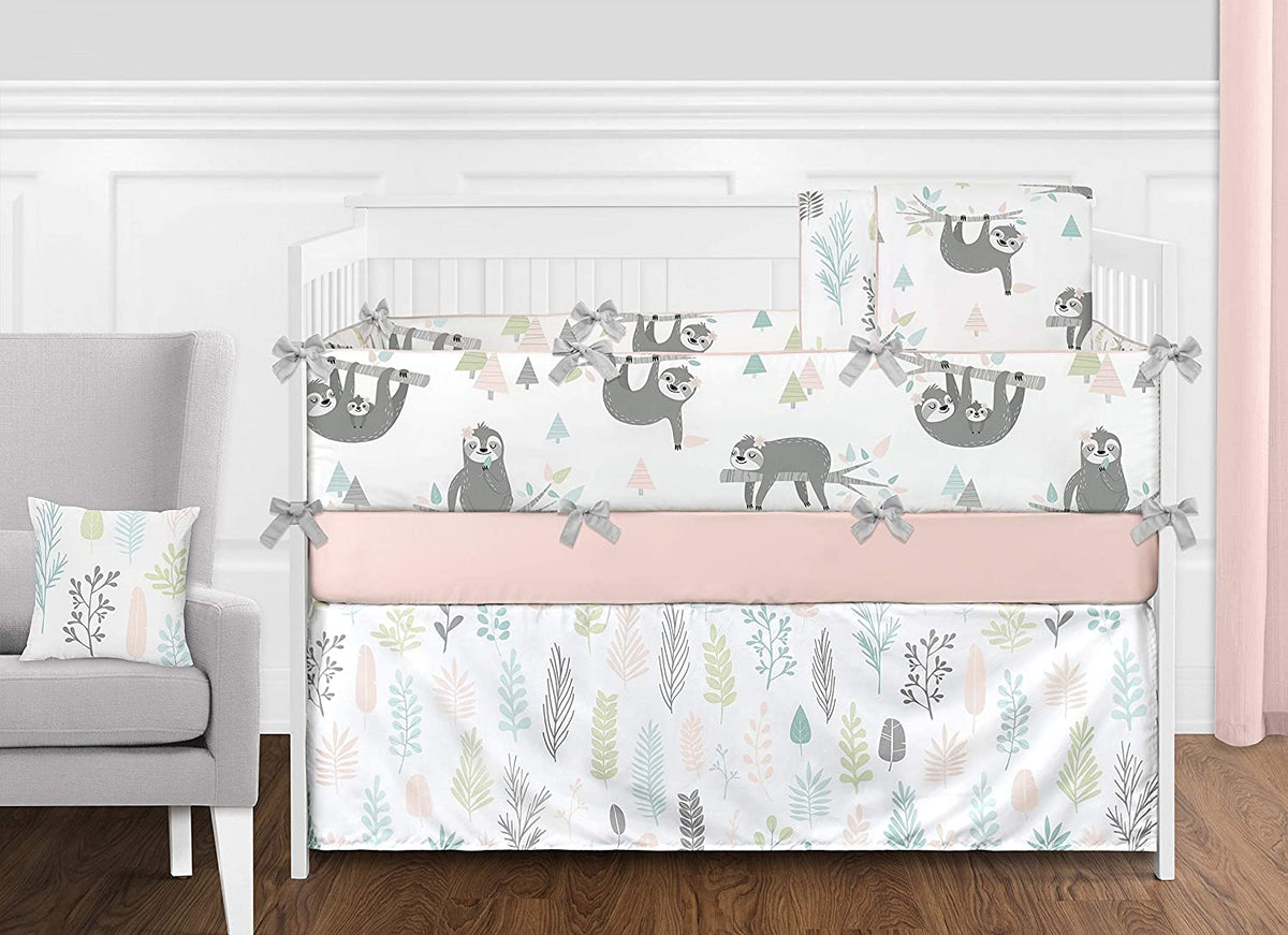Pink and Grey Jungle Sloth Leaf Baby Kid Clothes Laundry Hamper T4257