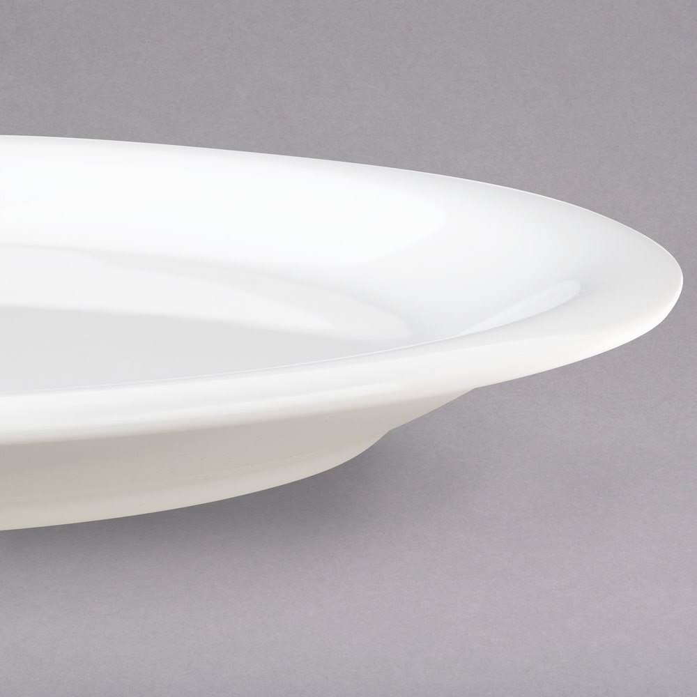 White 9x22 Melamine Narrow Rim Dinner Plate F80397