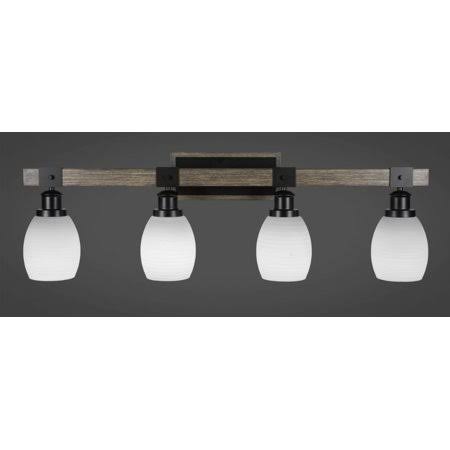 4 Light Bath Bar Matte Black Painted Distressed Wood F489650