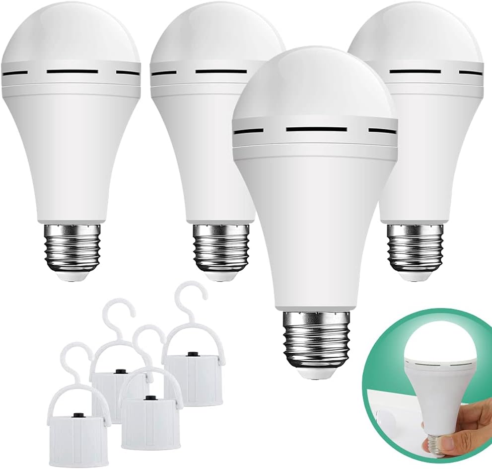 Rechargeable Emergency LED Light Bulb with Hook 1200mAh 12W 10 Pack O288