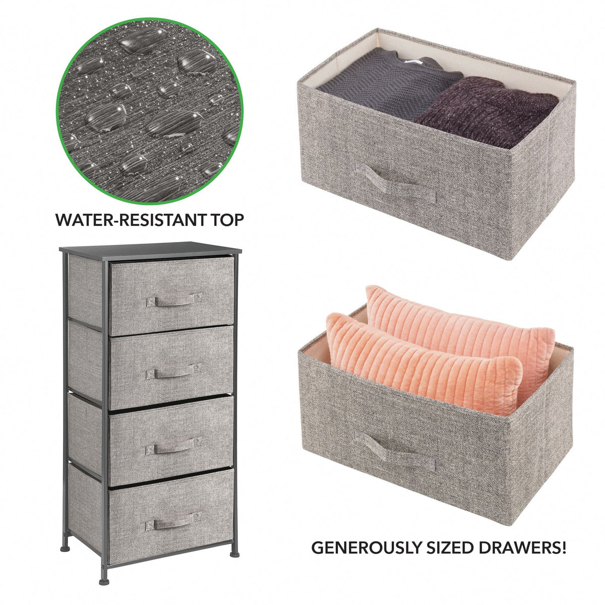 Tall Dresser Storage Tower with 4 Fabric Drawers G94088