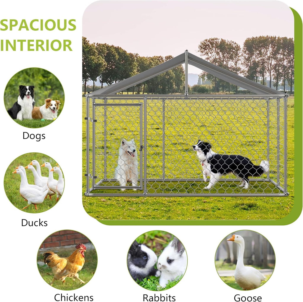 7.5' x 7.5' Large Outdoor Dog Kennel with WaterProof UV-Resistant Cover J8962