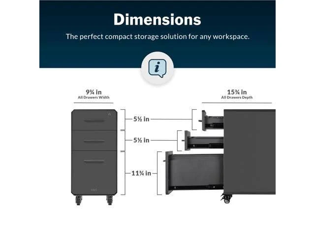 Slim File Cabinet with Three Drawers V75418
