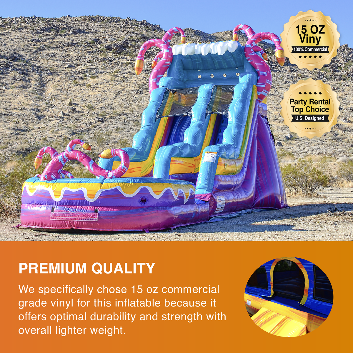 Commercial Grade Bounce House Inflatable with Water Slide and Pool Combo, Dual Lane Slide Z96279