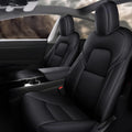 Faux Leather Car Seat Cover Full Set Front Rear Seat Black 5 Seats A14783