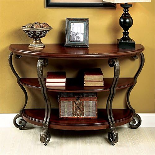 Traditional Wood 2-Shelf Console Table Brown Cherry W76676