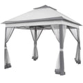 11x11 FT Pop-Up Gazebo with 4 Mesh Sidewalls, Light Gray P128910