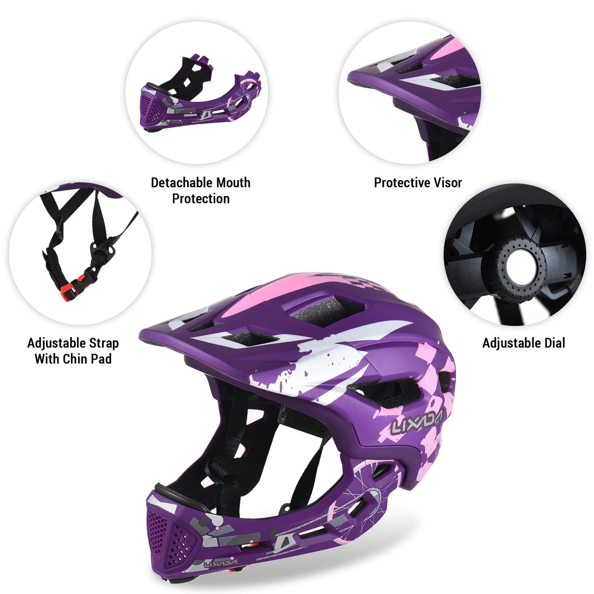 Blue Adjustable Full Face Kids Bike Helmet X767748