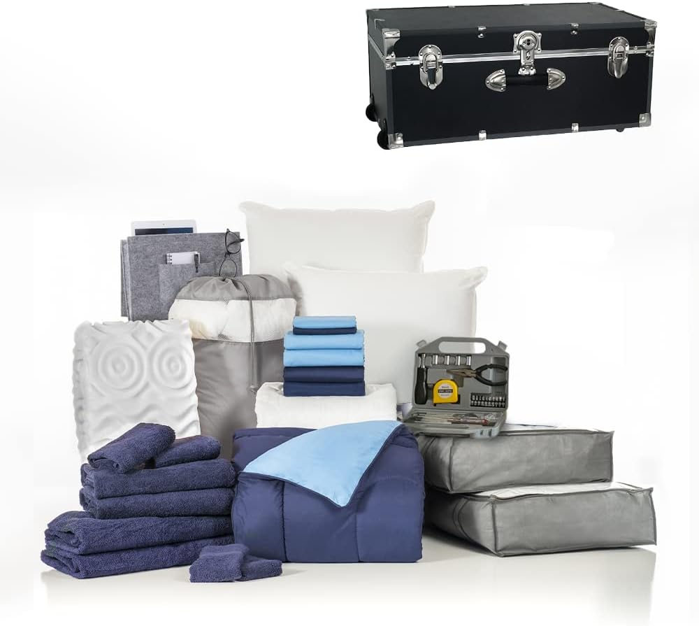 Twin XL Blue and Navy Bedding Bath Set A151