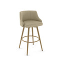 Beige Fabric Golden Metal Swivel Counter Stool W38703