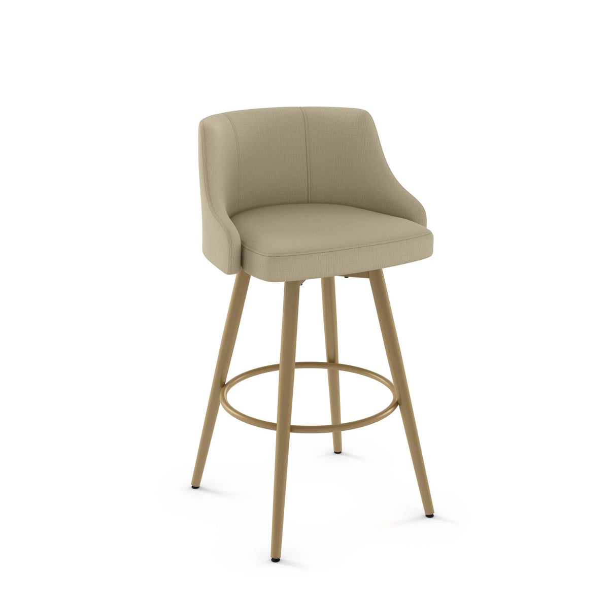 Beige Fabric Golden Metal Swivel Counter Stool W38703