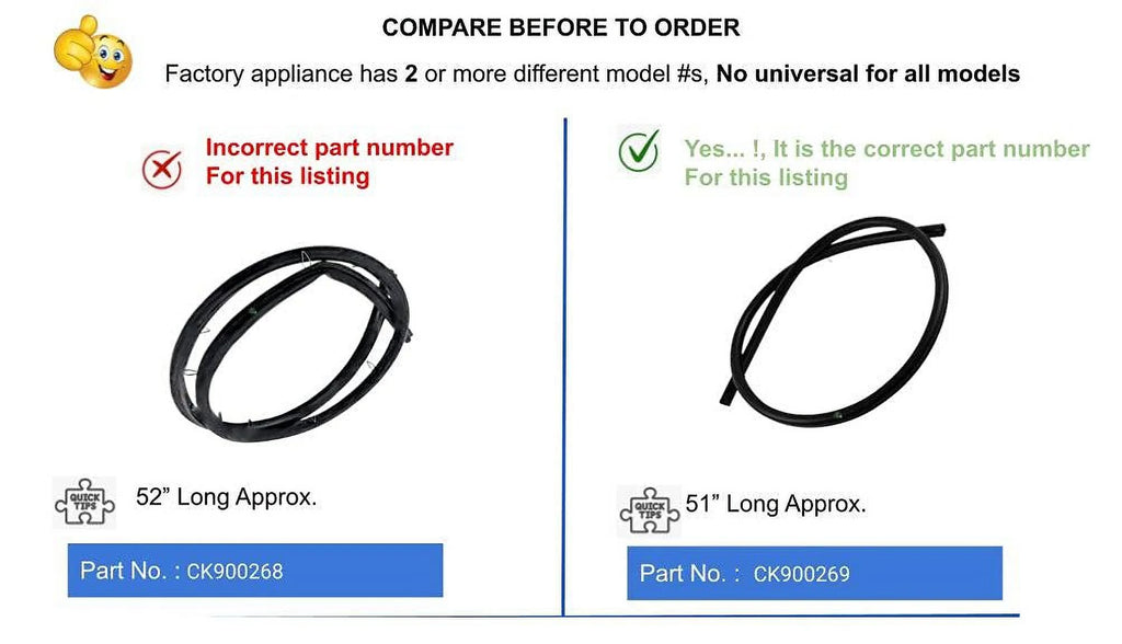 Electric Range Oven Door Seal with Clips 52" long Heavy Duty H13014
