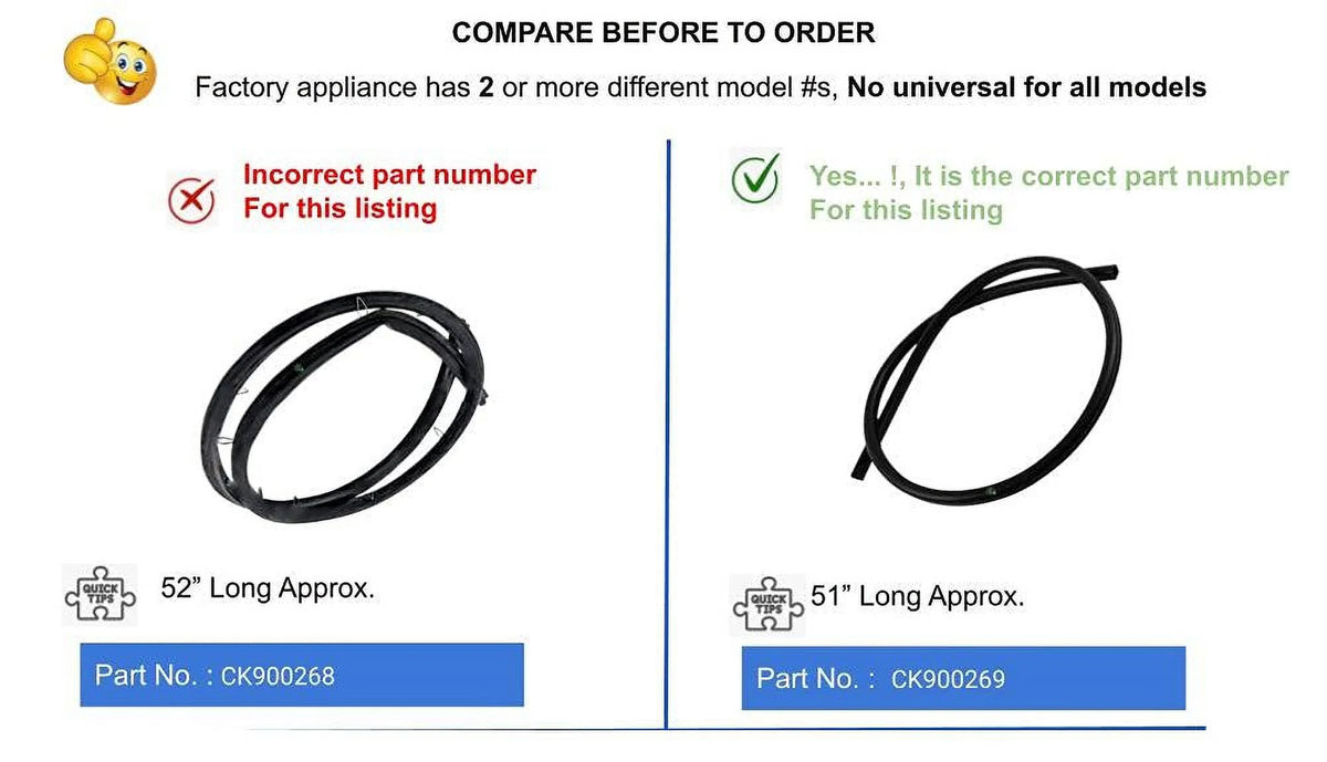 Electric Range Oven Door Seal with Clips 52" long Heavy Duty H13014