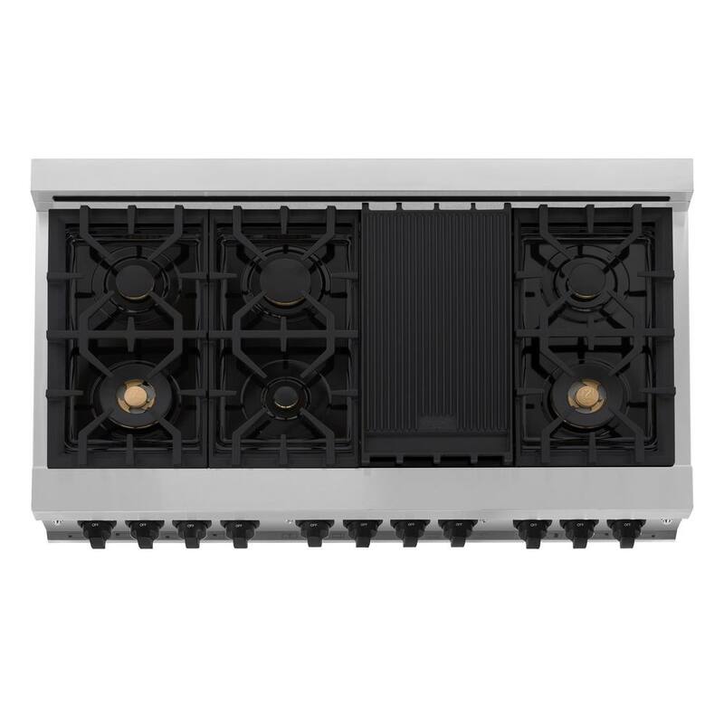 48 in. 7 Burner Double Oven Dual Fuel Range in Stainless Steel and Matte Black Z370