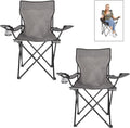 Grey 2 Pack Outdoor Folding Chair with Carry Storage Bag T7057