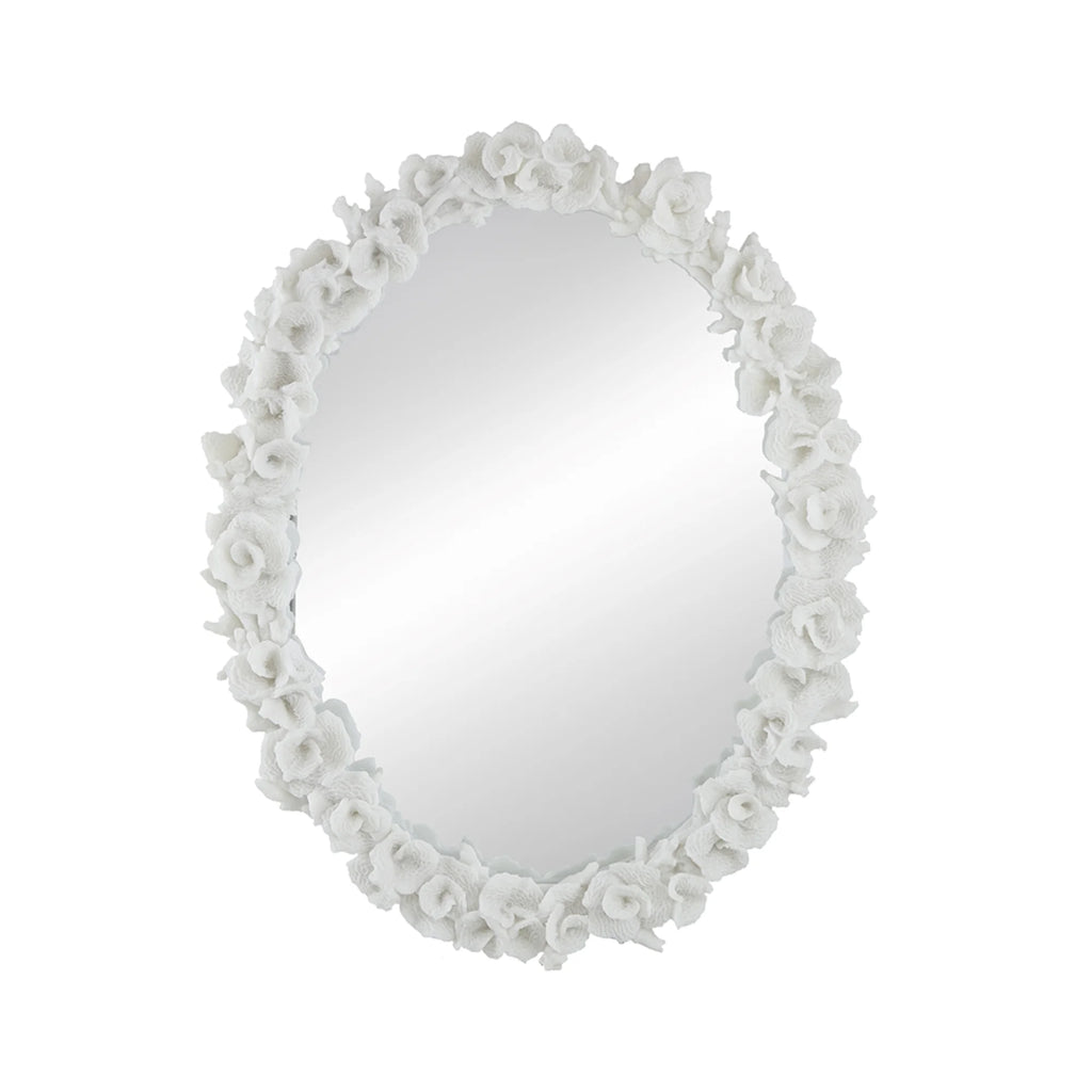 White Oval Wall Mirror H93868