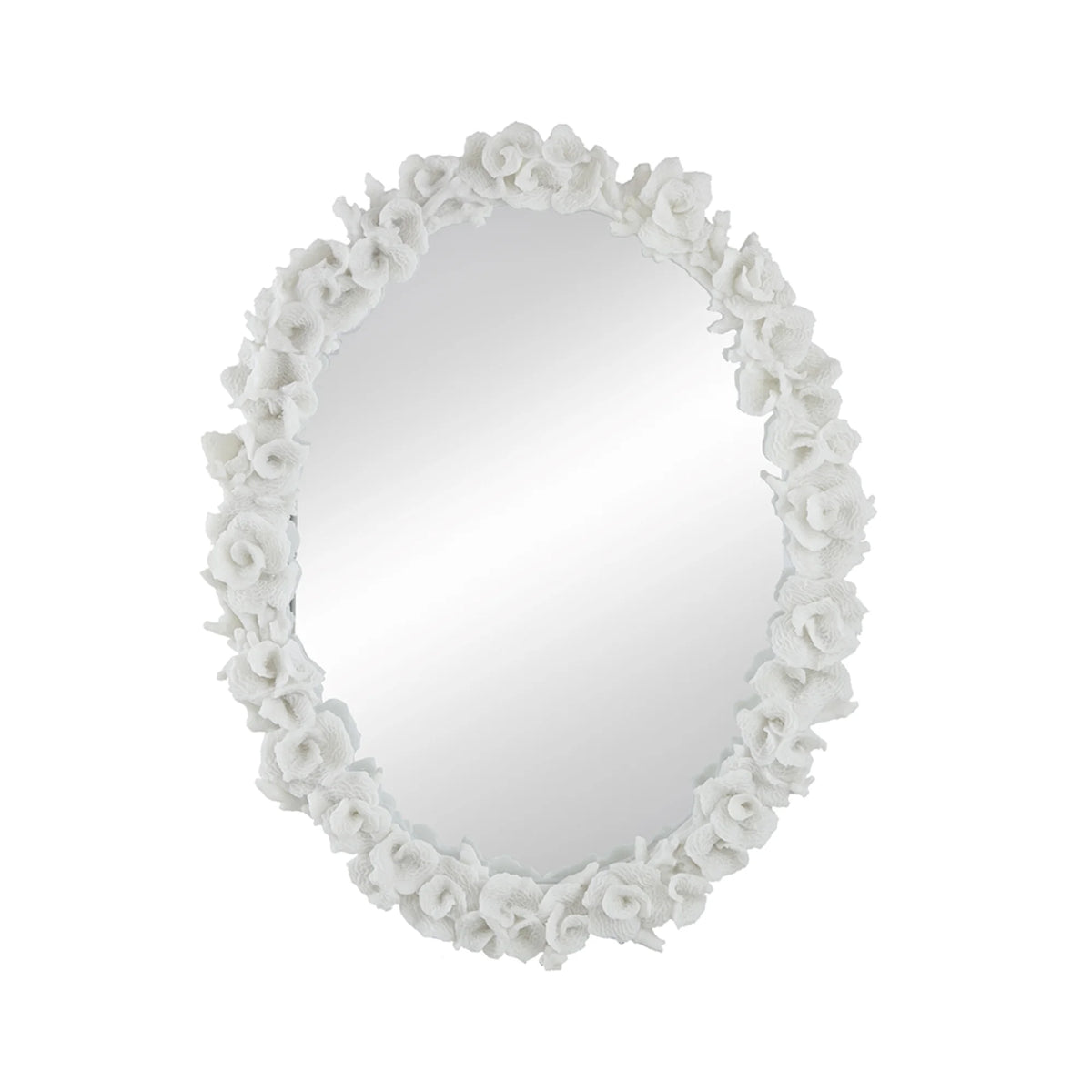 White Oval Wall Mirror H93868