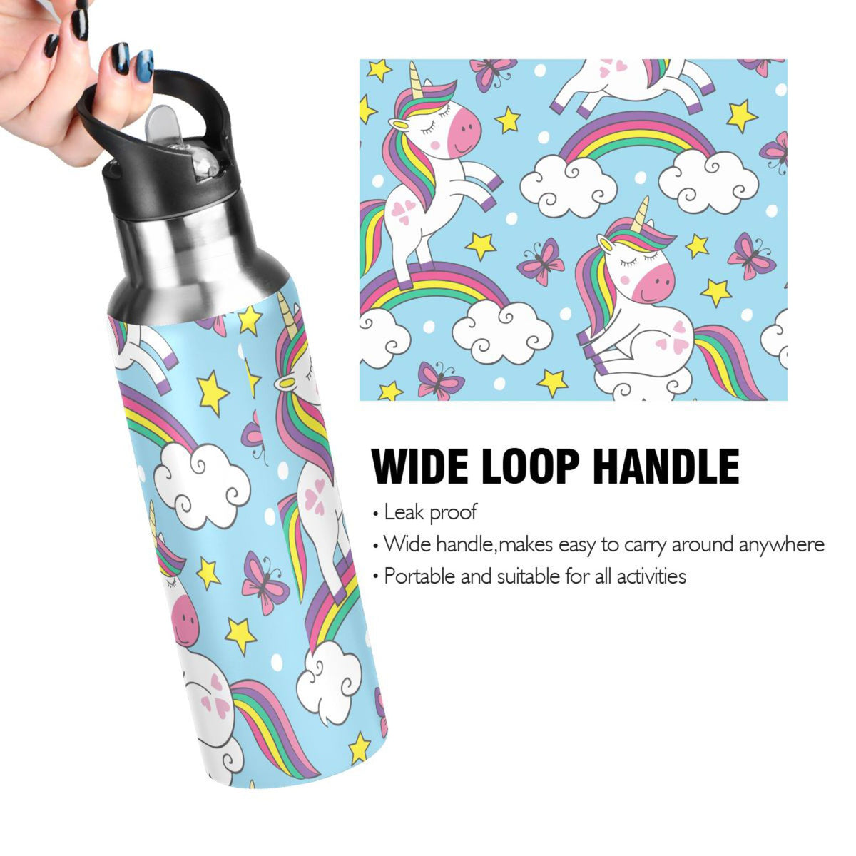 Stainless Steel Insulated Water Bottle with Straw Lid F586467