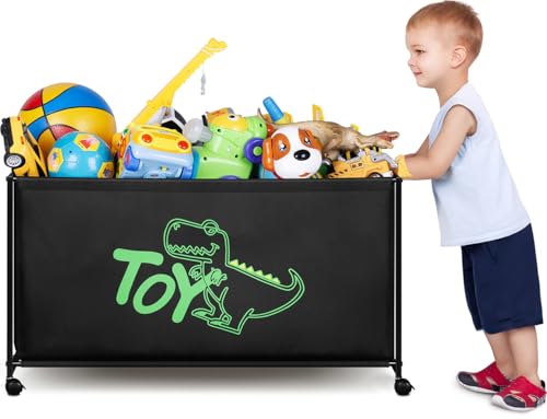 Black Large Toy Box with Wheels B755