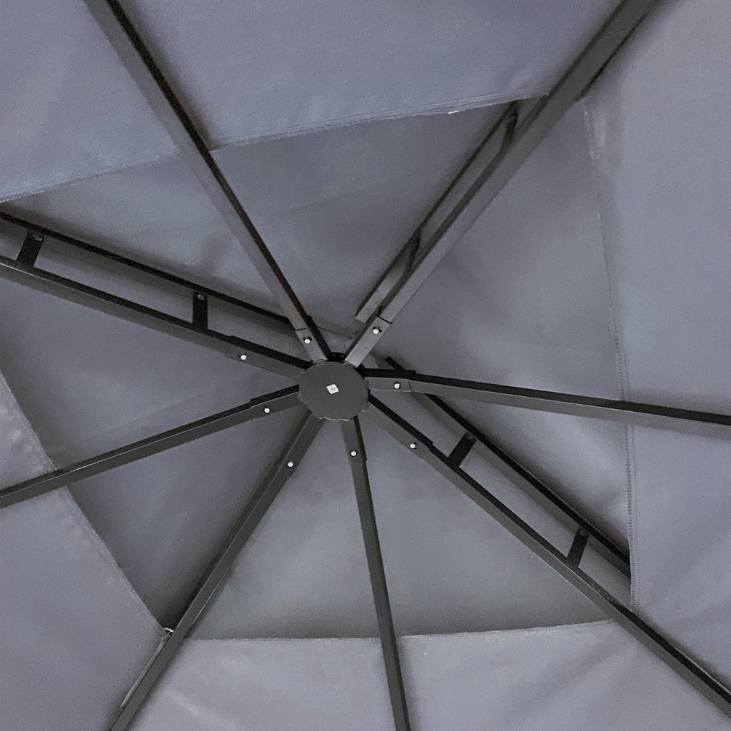 Gray Gazebo Canopy With Curtains Q7797