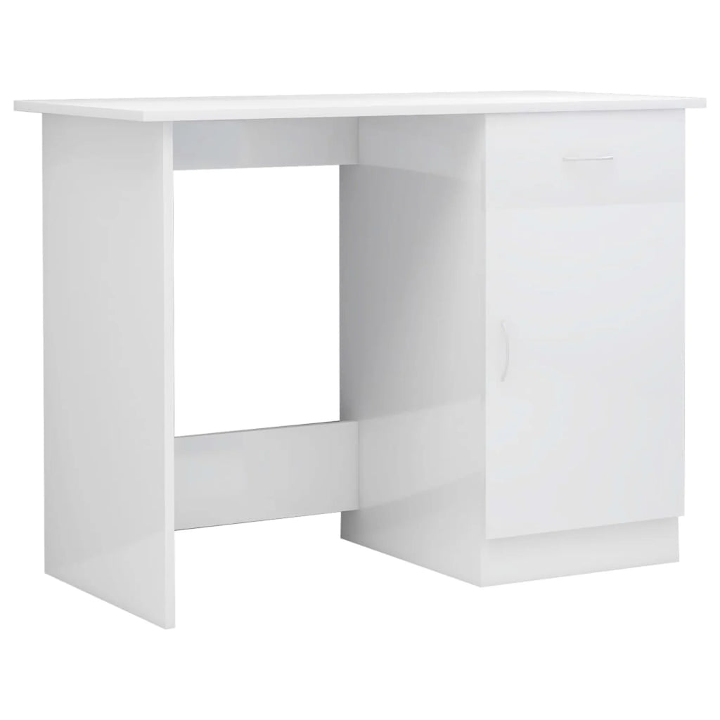 High Gloss White Engineered Wood Desk T2009