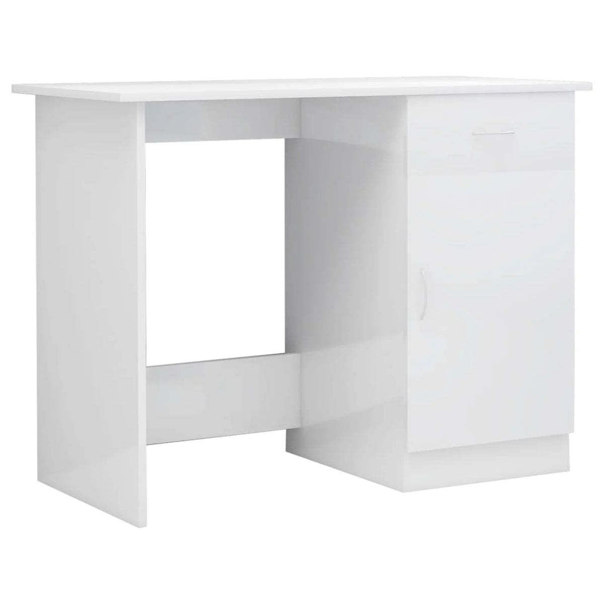 High Gloss White Engineered Wood Desk T2009
