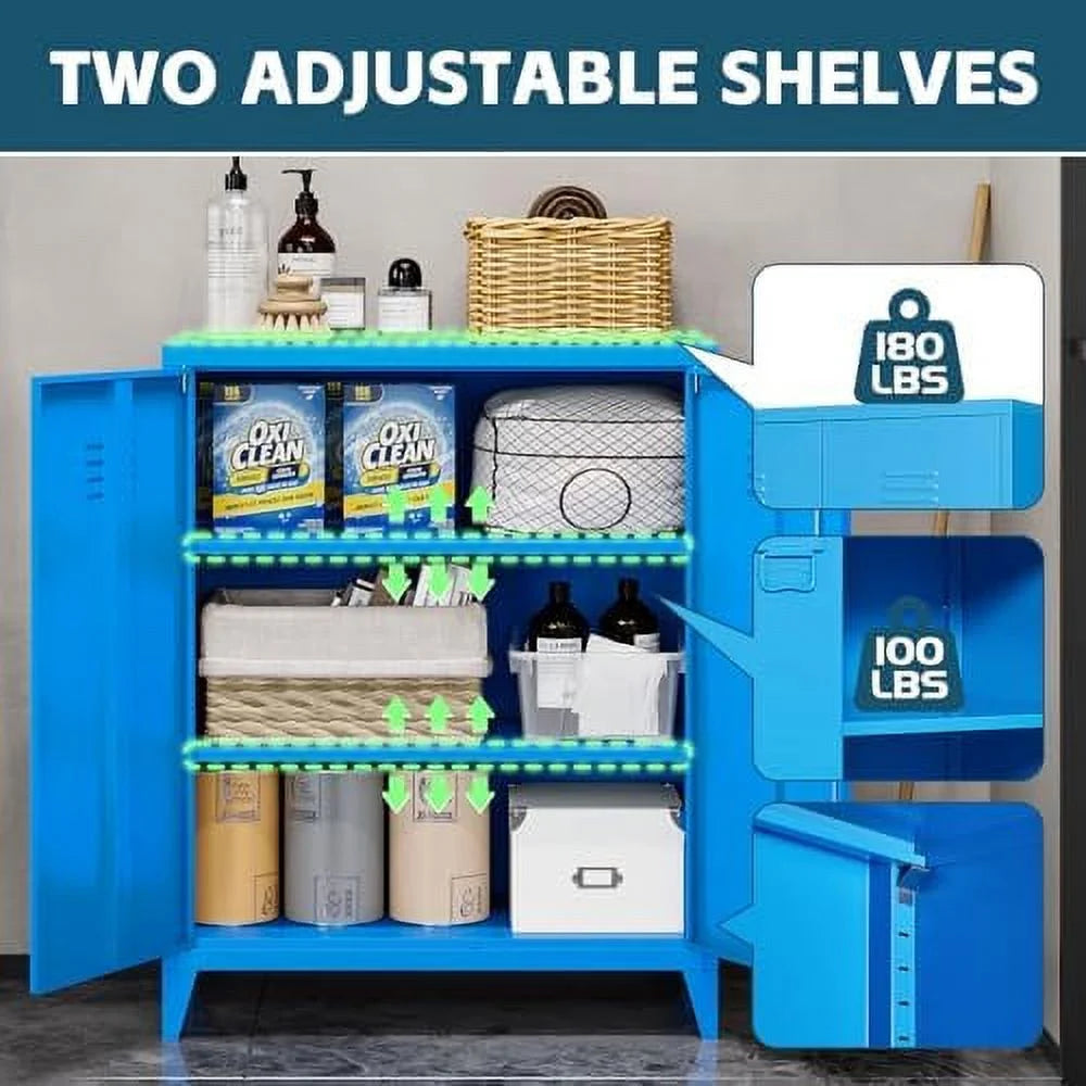 Metal Wardrobe Cabinet with Locking Doors 2 Door Steel Adjustable Shelves Y6608