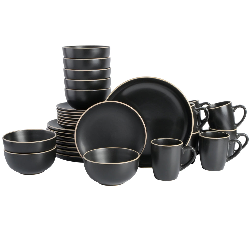 32 Piece Black Dinnerware Set E440