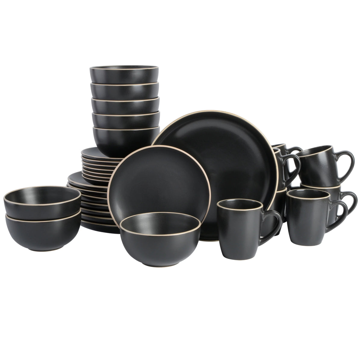 32 Piece Black Dinnerware Set E440