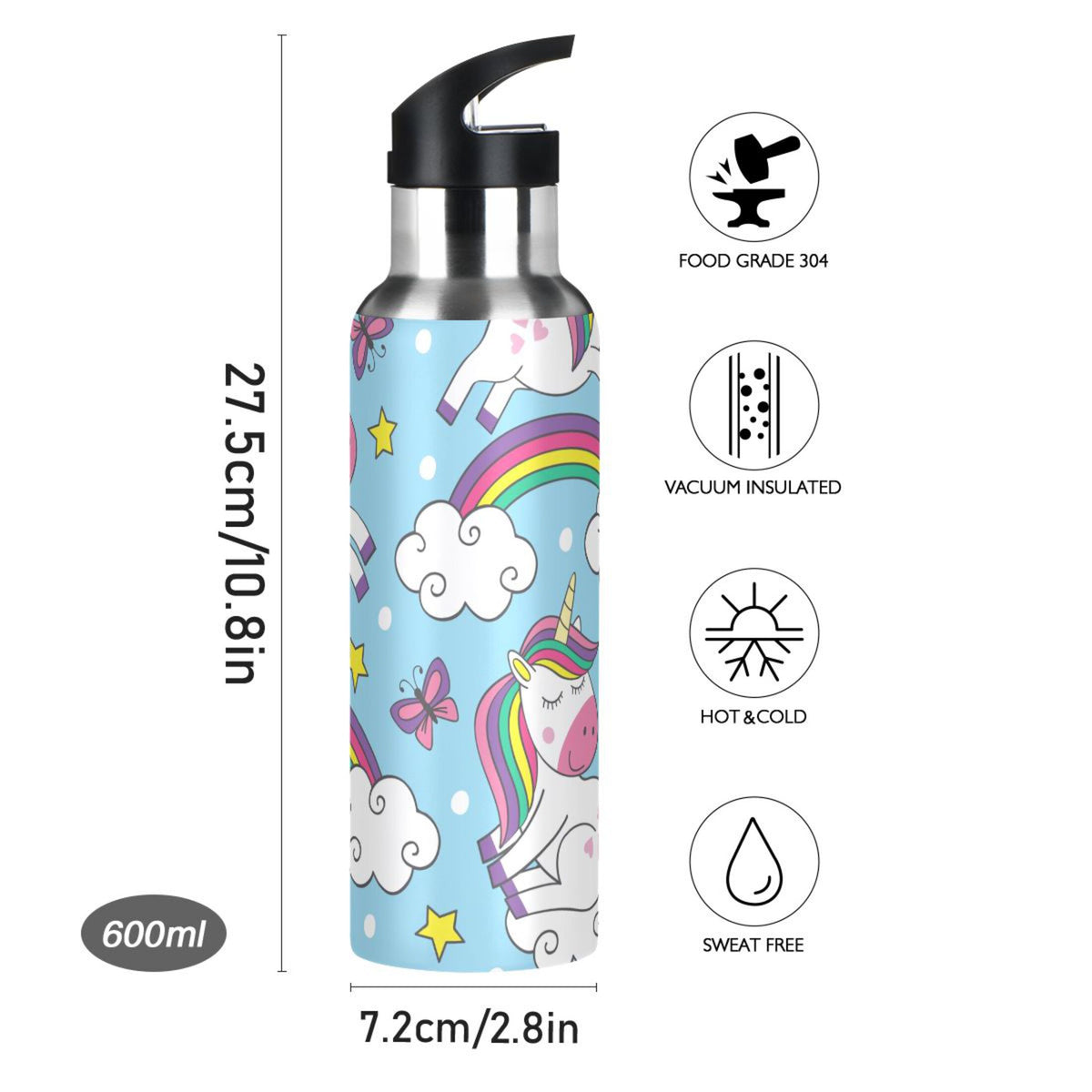 Stainless Steel Insulated Water Bottle with Straw Lid F586467