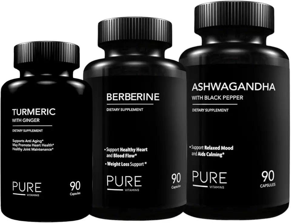 3-Pack Turmeric & Ginger Ashwagandha Berberine 90 Vegetarian Capsules P11162