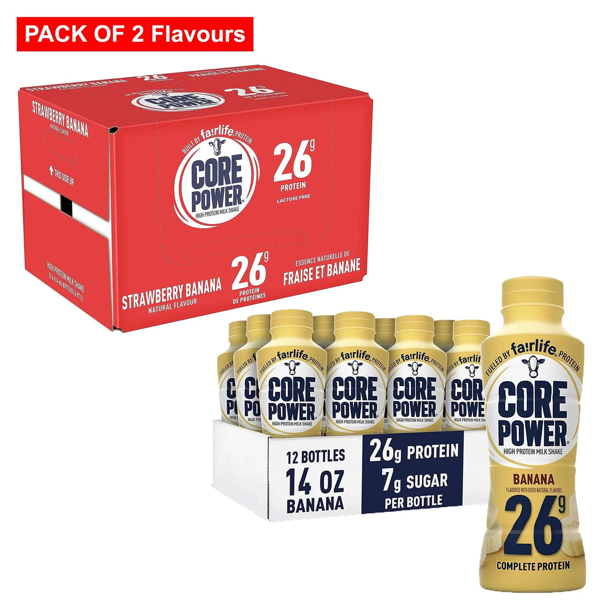 Banana & Strawberry Banana Protein Shakes 24 Bottle Pack N9071