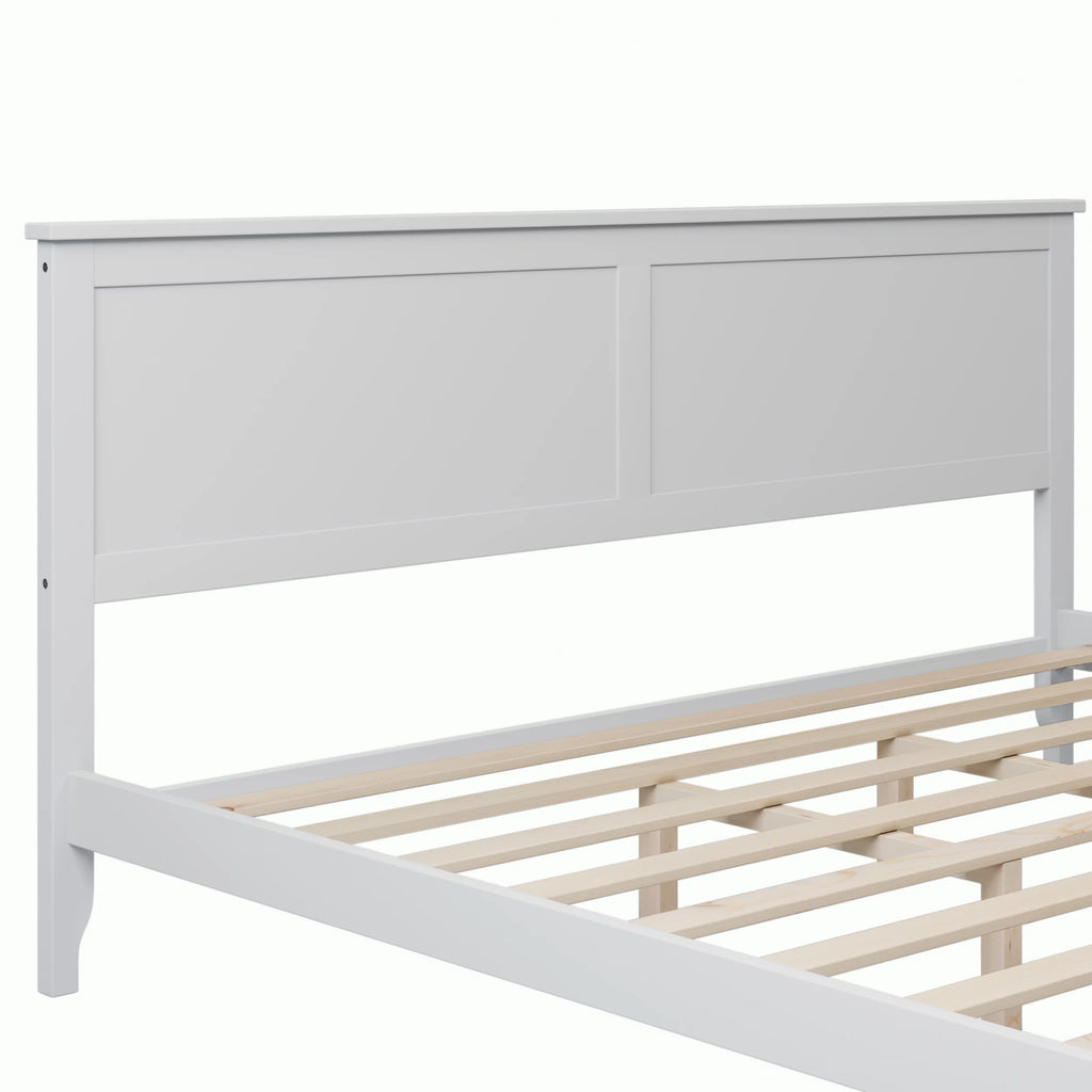 White Solid Wood King Platform Bed K77255