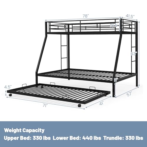 Twin Over Full Metal Bunk Bed with Trundle Z65254