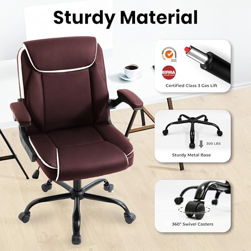 White Ergonomic Mid-Back Leather Office Chair A527