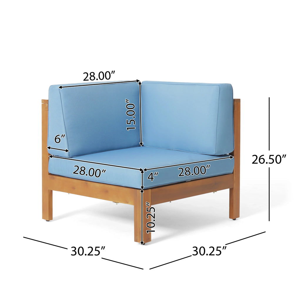 Blue Teak Finish Acacia Wood Sectional Sofa Set R8485