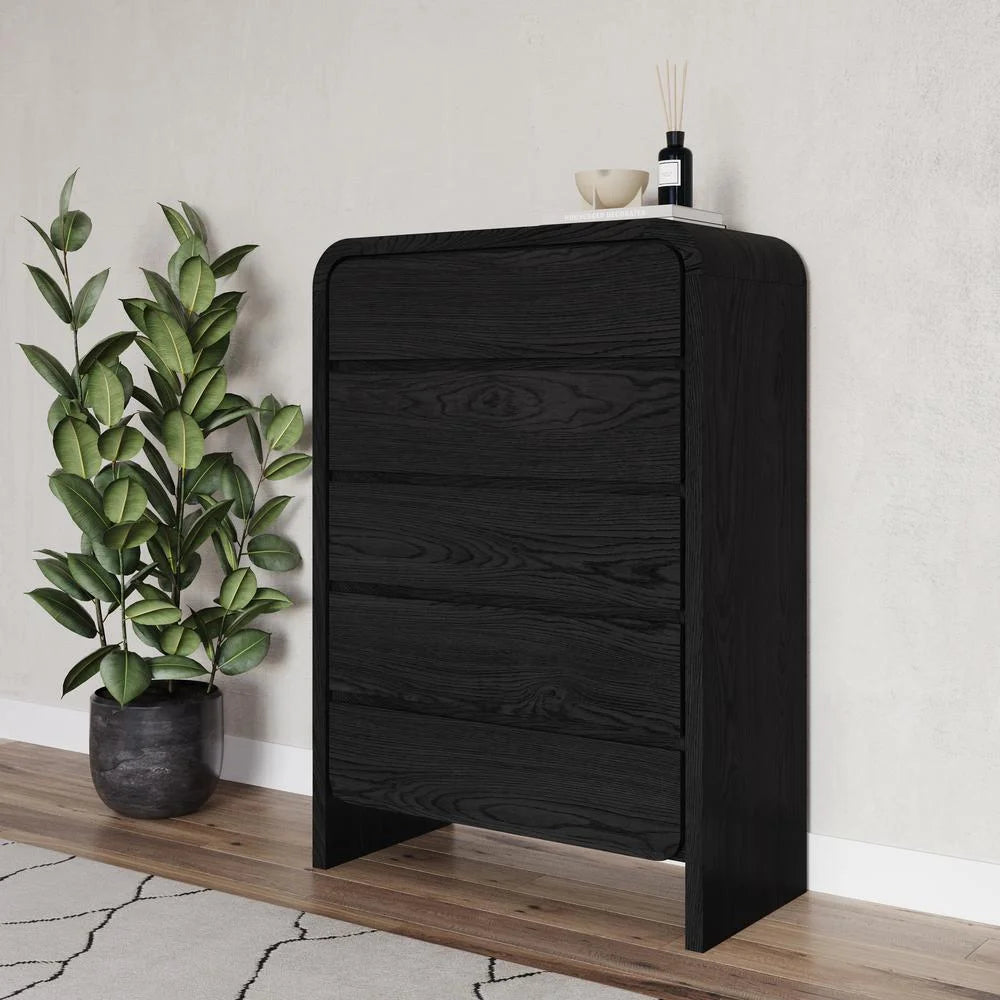 Five Drawer Chest in Jet Black Ash L11165