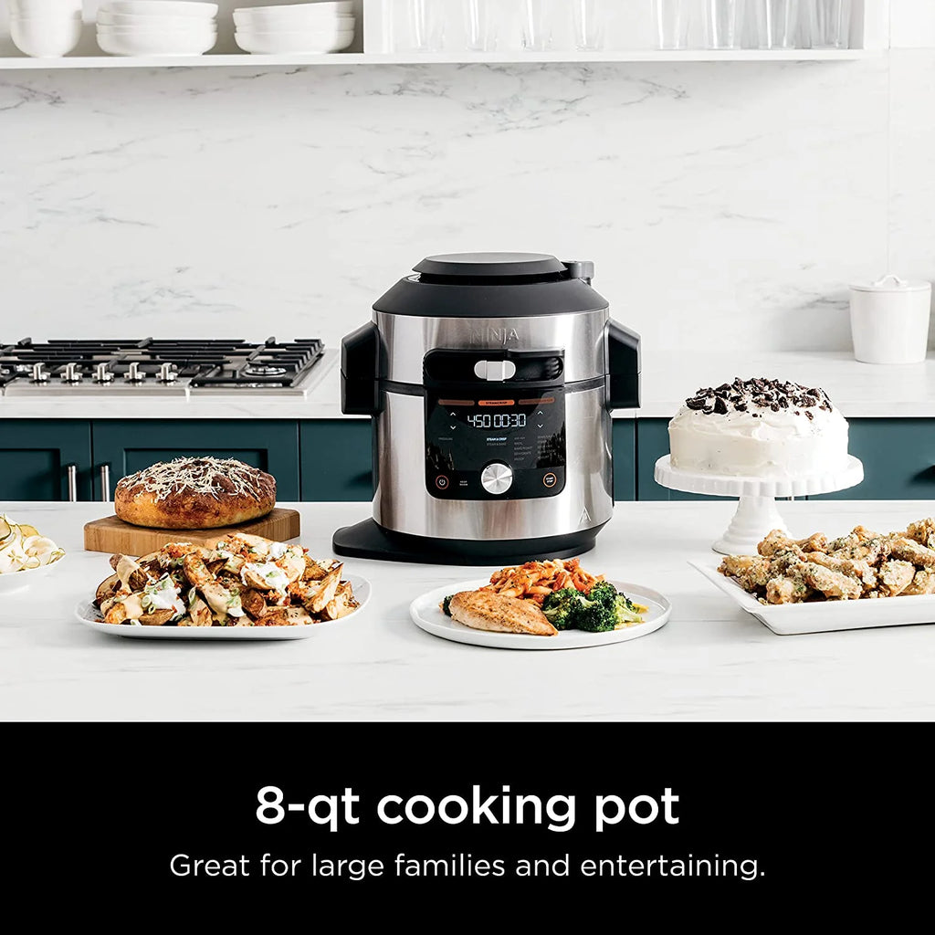 Open Box 8 Qt Pressure Cooker Steam Fryer with SmartLid Silver T22067